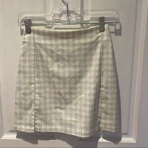 brandy Melville white and green plaid Cara skirt
